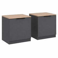 Comodino camera da letto Betti, Antracite, Sonoma, set di 2, per riporre oggetti di uso quotidiano e combinabile