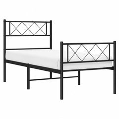 Testiera e pediera giroletto, Giroletto con Testiera e Pediera in Metallo Nero 100 × 190 cm Letto Completo con Struttura Robusta e Moderno per Camera