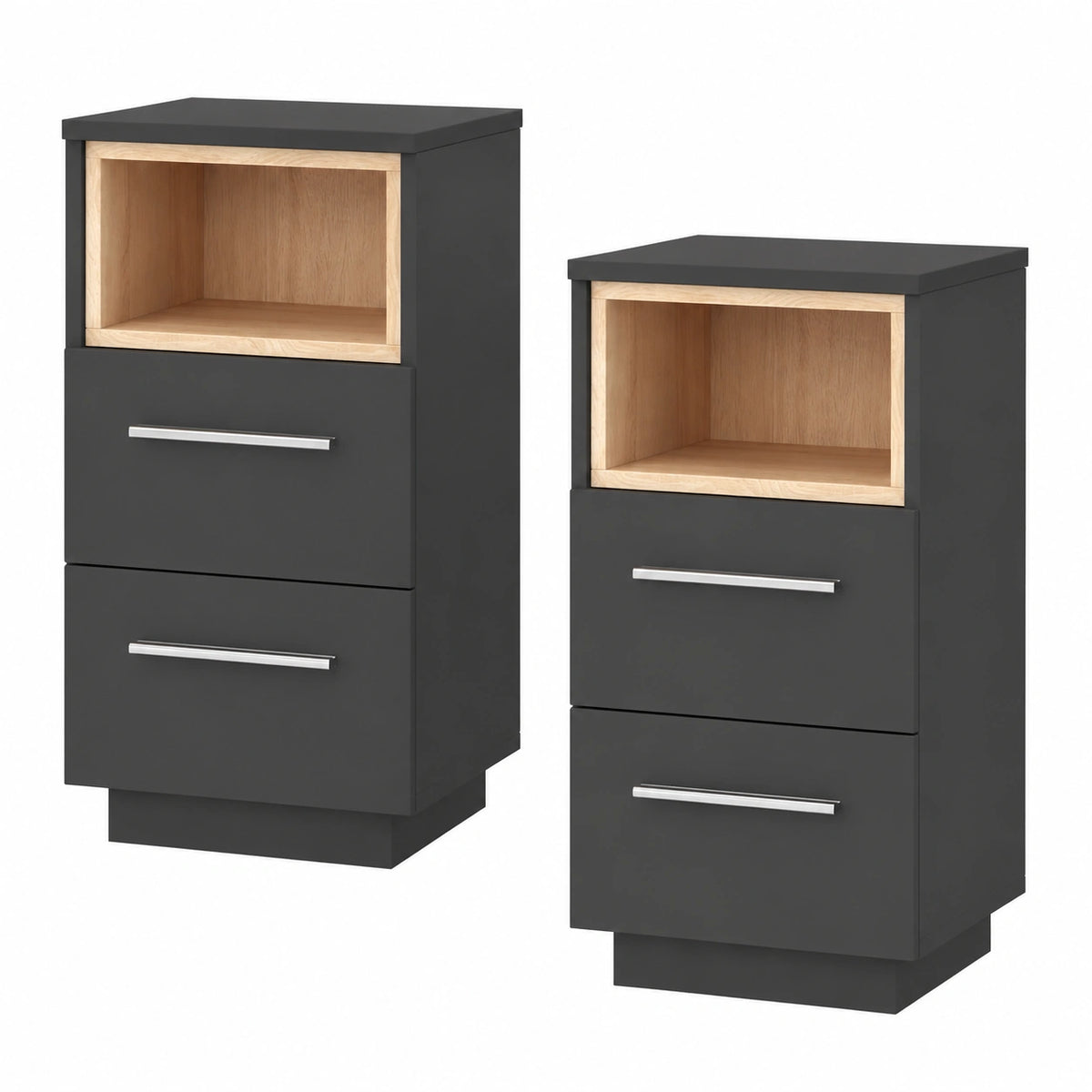 Letto Beatrice, Antracite, set di 2, per riporre oggetti in modo salvaspazio accanto al letto