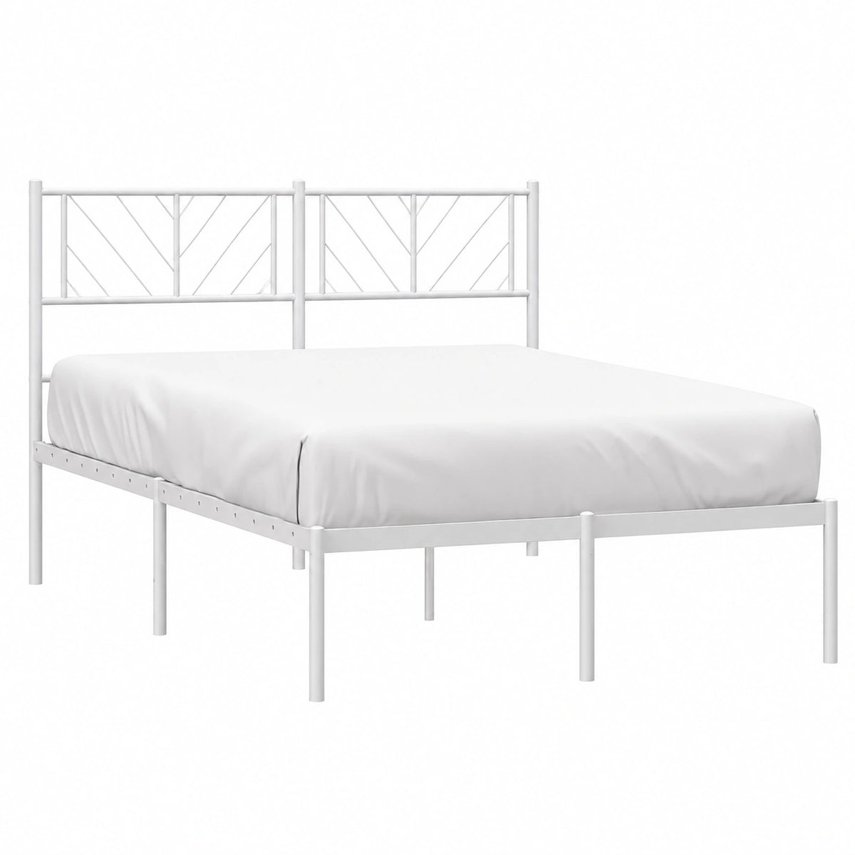 Testiera camera moderna, Giroletto con Testiera Metallo Bianco 135 × 190 cm Letto Completo con Contenitore e Struttura Robusta per Camere Moderne