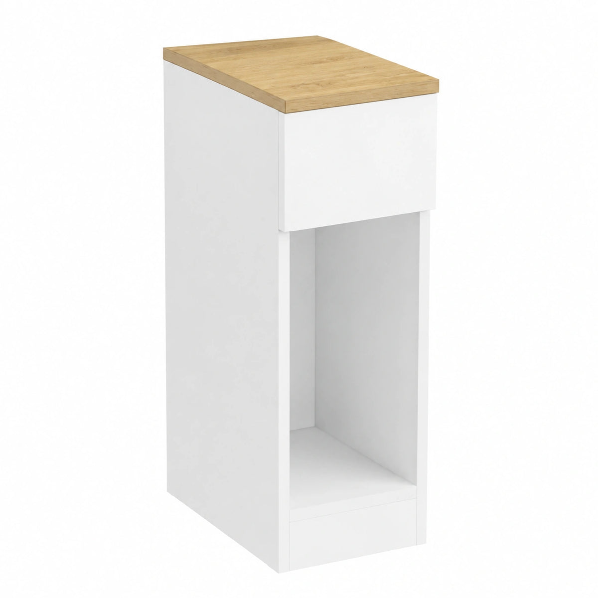 Set da 2 comodini 20cm con stazione di ricarica e battiscopa 20 × 35 × 60, Tavolino Salotto Comodino stretto, salvaspazio per camera da letto