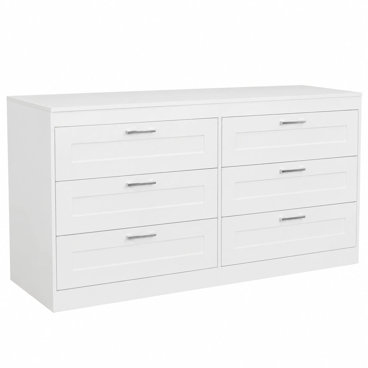 Cassettiera Bianca 6 Cassetti Moderna, 161 × 50 × 82 cm, Per Camera Da Letto E Ingresso, Mobiletto Multiuso, Mobiletto Cucina Salvaspazio