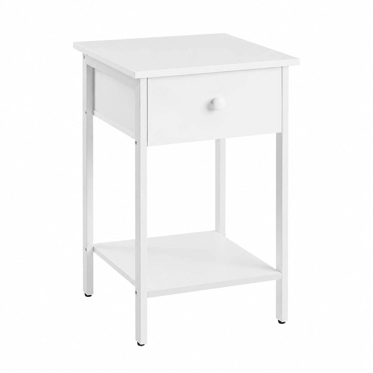 Set di 2 Tavolini, Comodini, con Cassetto e Ripiano, 40 × 40 × 55 cm, per Camera da Letto Soggiorno Salotto