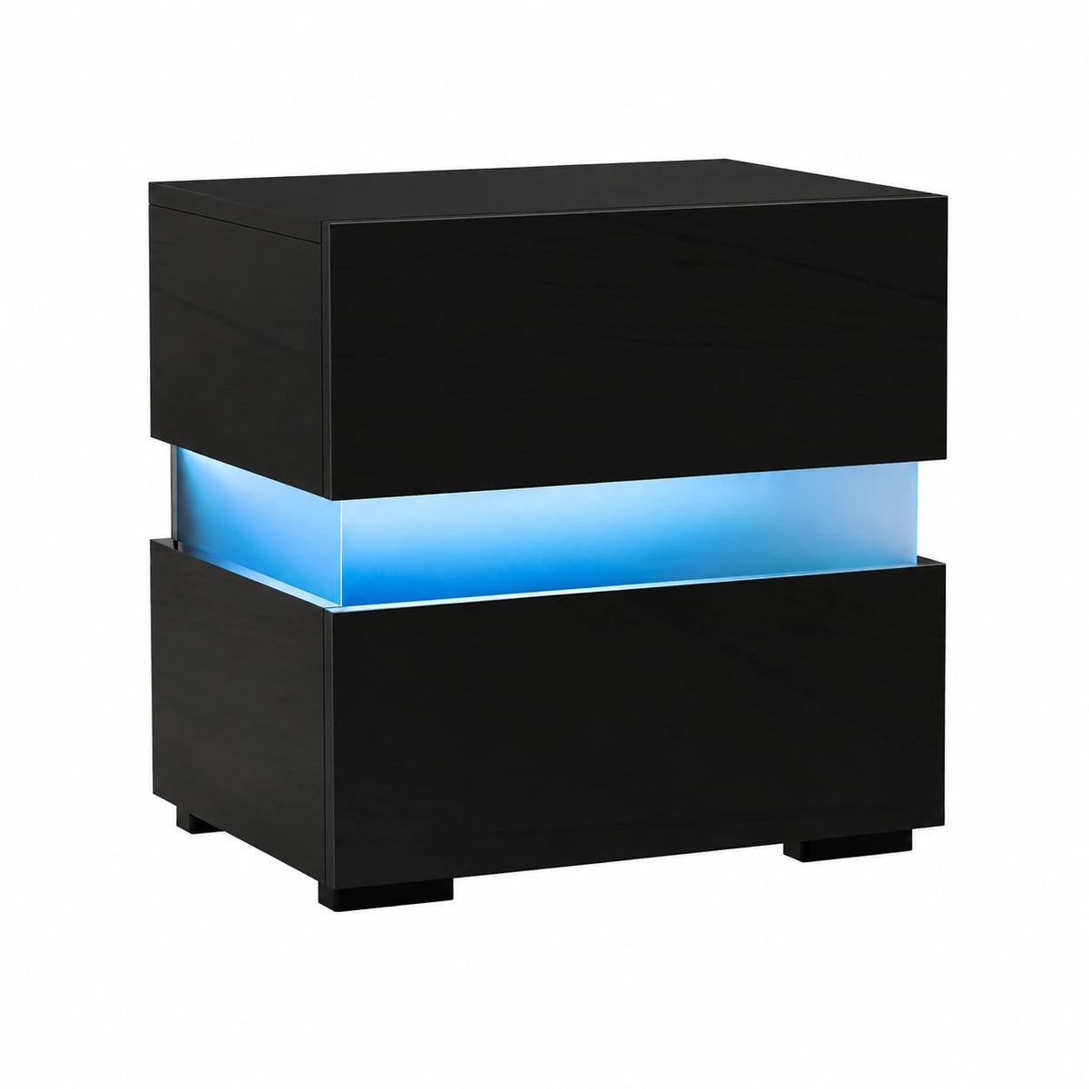 Letto, Comodino Led, con 2 Cassetti, Tavolino Laterale da Divano con Luci Regolabile, Mobiletto
