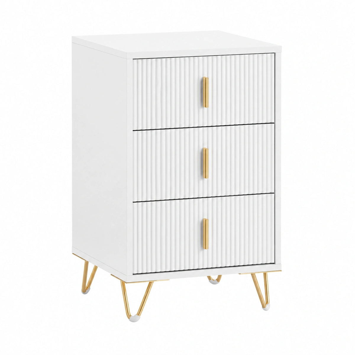 Set di 2 comodini con 3 cassetti salvaspazio 40 × 40 × 63cm camera, Tavolino da letto ergonomico altezza 63cm per piccoli ambienti, mobile bianco