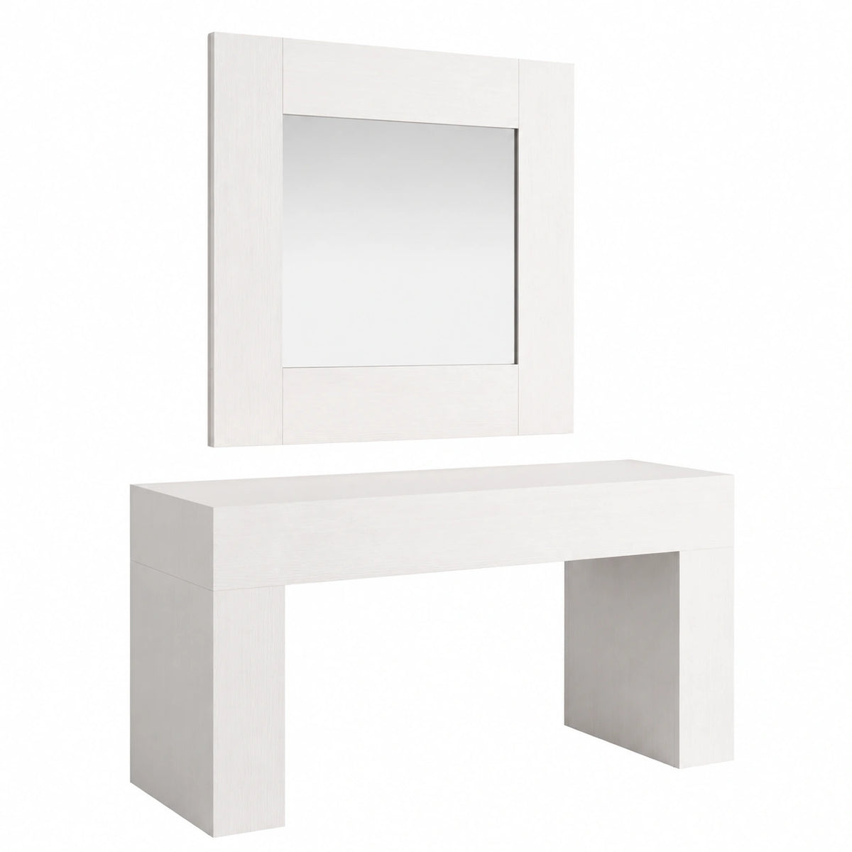 Mobili Fiver, Specchiera quadrata, cornice Bianco Frassino, Evolution, 73 × 73 cm