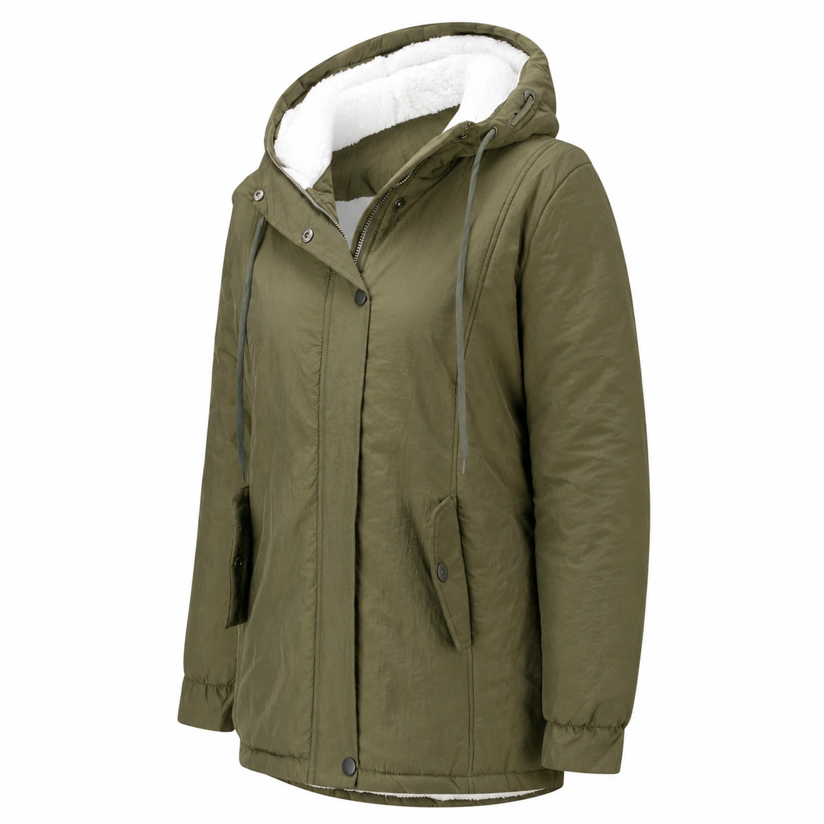 Giacca invernale spessa e calda Trench con cappuccio da donna Cappotto foderato in pelliccia Cappotto da donna