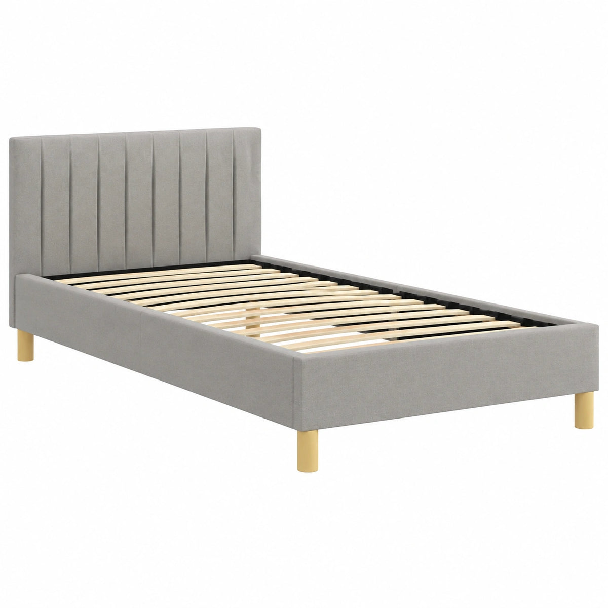 Letto a Molle Materasso e LED Grigio Chiaro 90 × 200 cm TessutoAdatto per camera da letto, soggiorno, balcone