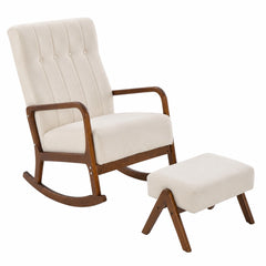 Sedia a Dondolo con Poggiapiedi, Comfort Ergonomico, Poltrona a Dondolo da Interno, Poltrona Camera da Letto, set per Cameretta e Salotto