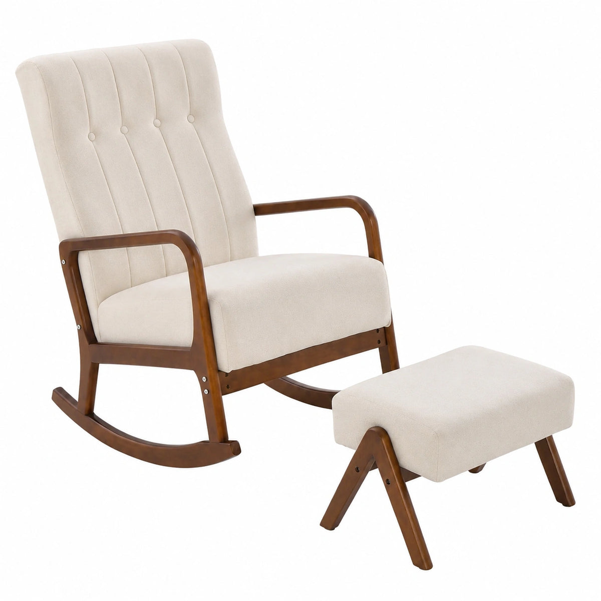 Sedia a Dondolo con Poggiapiedi, Comfort Ergonomico, Poltrona a Dondolo da Interno, Poltrona Camera da Letto, set per Cameretta e Salotto
