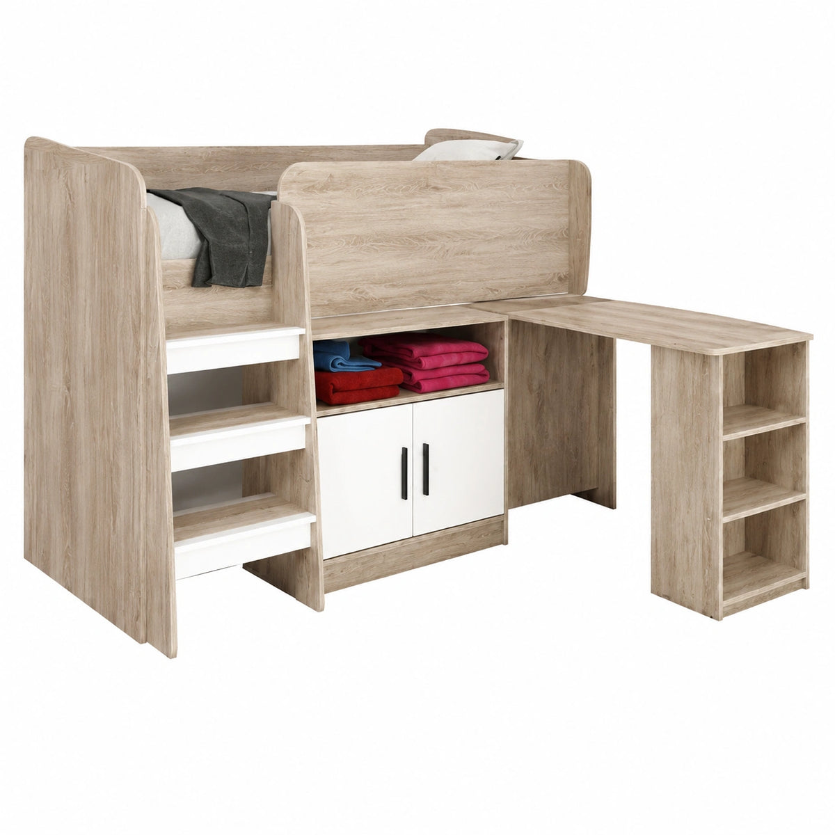 Scrivania con Mensole 2 Ante Letto Singolo Moderna Camera da Letto Bambini CCI5