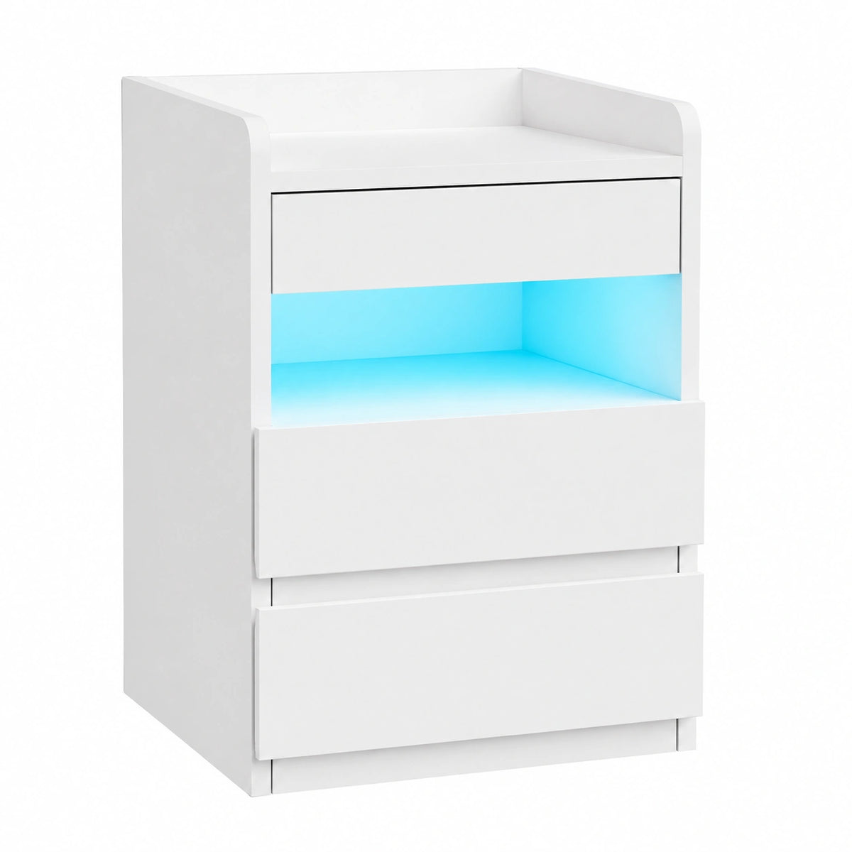 Comodino Camera da Letto set di 2 Moderno con LED, Bianco, Comodini con 2 Cassetti 2 Prese AC e 2 Porte USB per Soggiorno, Camera da Letto